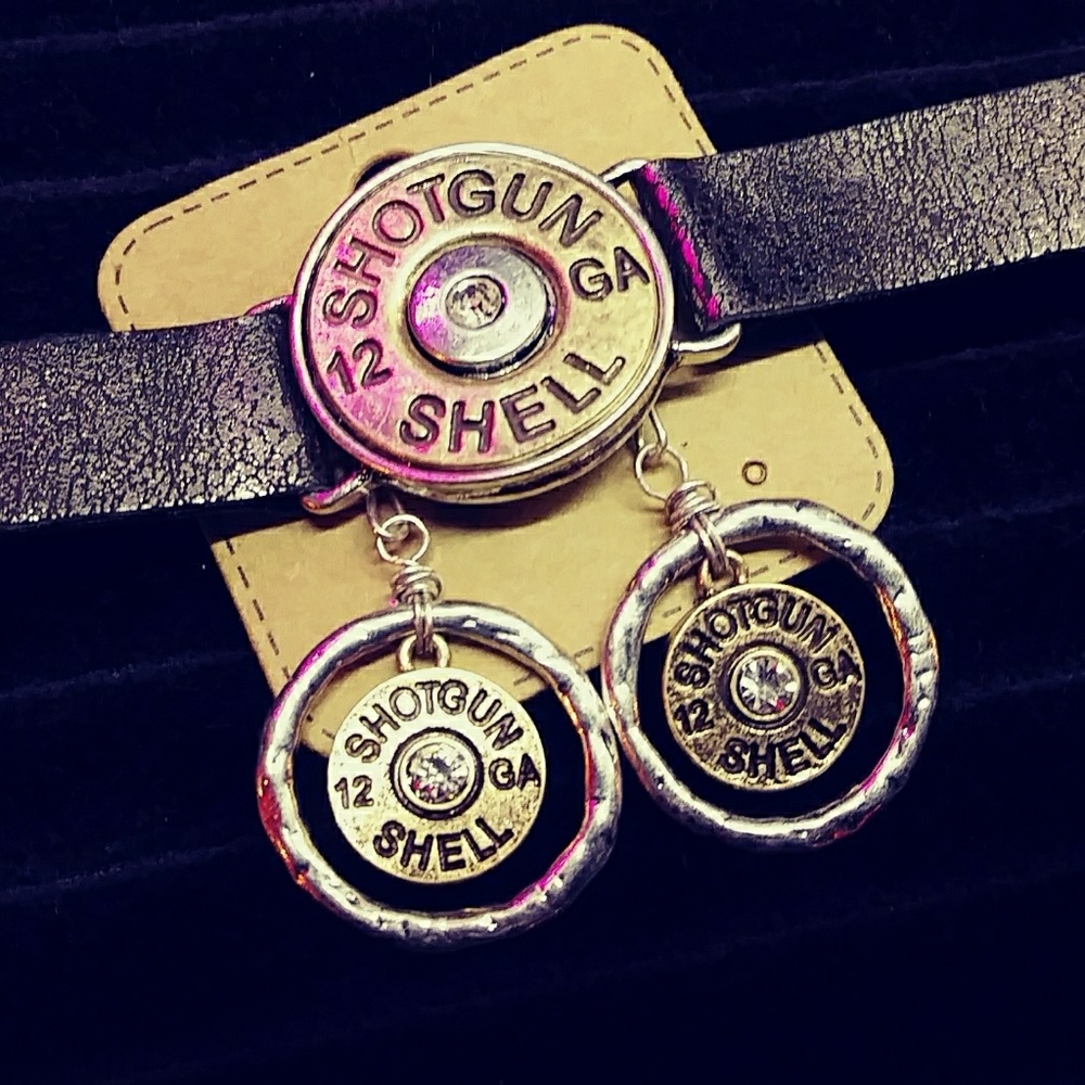 Shot gun shell bracelet and earrings