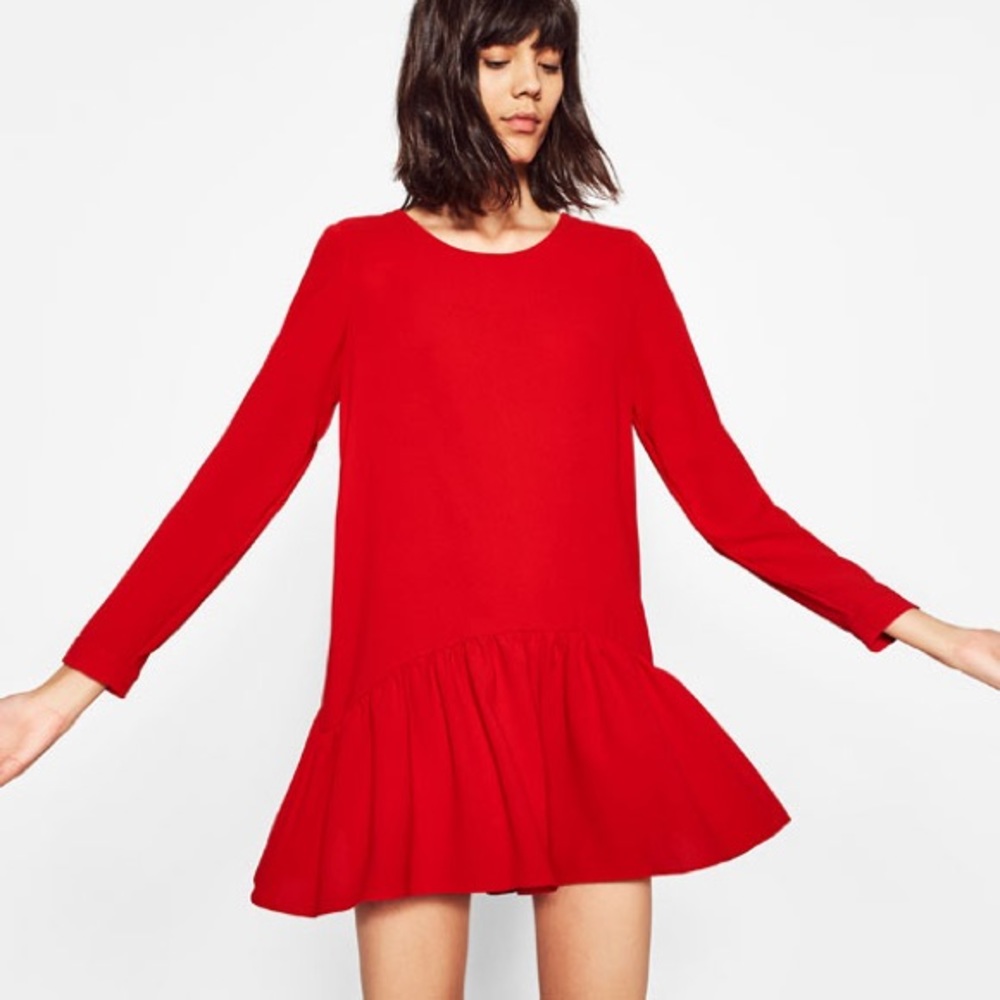 ‼️FOUND‼️ Zara Red Frilled Jumpsuit Romper Dress