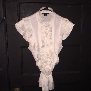Off white pleated button up