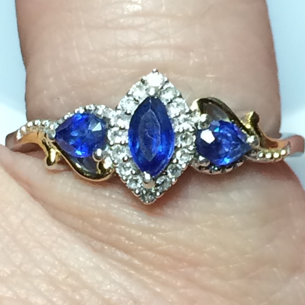 🔥NWT! Genuine Blue Sapphire + Zircon .925 Ring