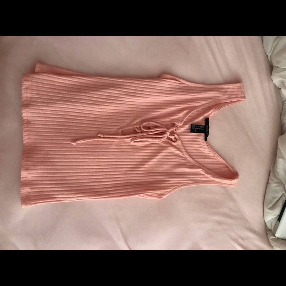 Pink Lace-Up Tank Top