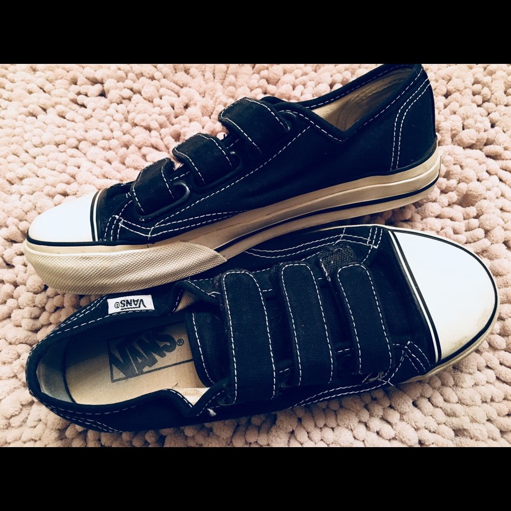 Black. Velcro. Vans.