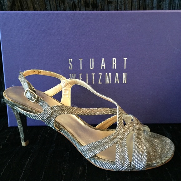 Stuart Weitzman Metallic Sandals Heels WORN 1X! - Picture 3 of 8