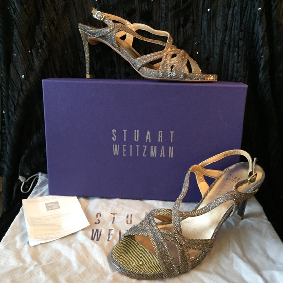 Stuart Weitzman Metallic Sandals Heels WORN 1X! - Picture 2 of 8