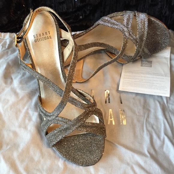 Stuart Weitzman Metallic Sandals Heels WORN 1X! - Picture 6 of 8