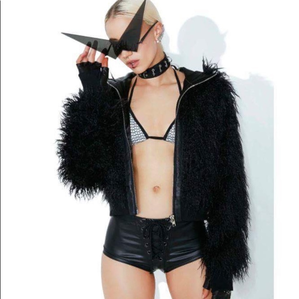 Club Exx Dark Wad Faux Fur Jacket - Rave! PARTY!
