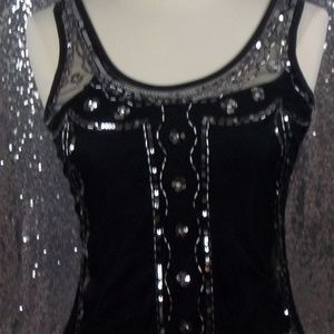 Candie's Sleeveless Sequin Dress Top-Blk/Silver-XS, New with Tag
