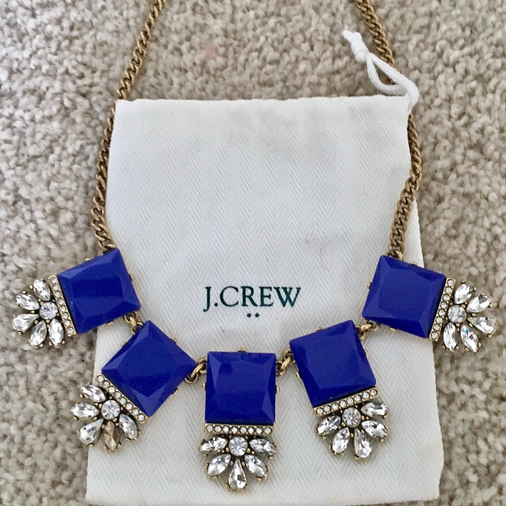 J. Crew Necklace Embellished Squares & Dust Bag!