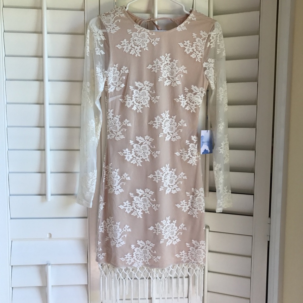 Majorelle fringe lace dress