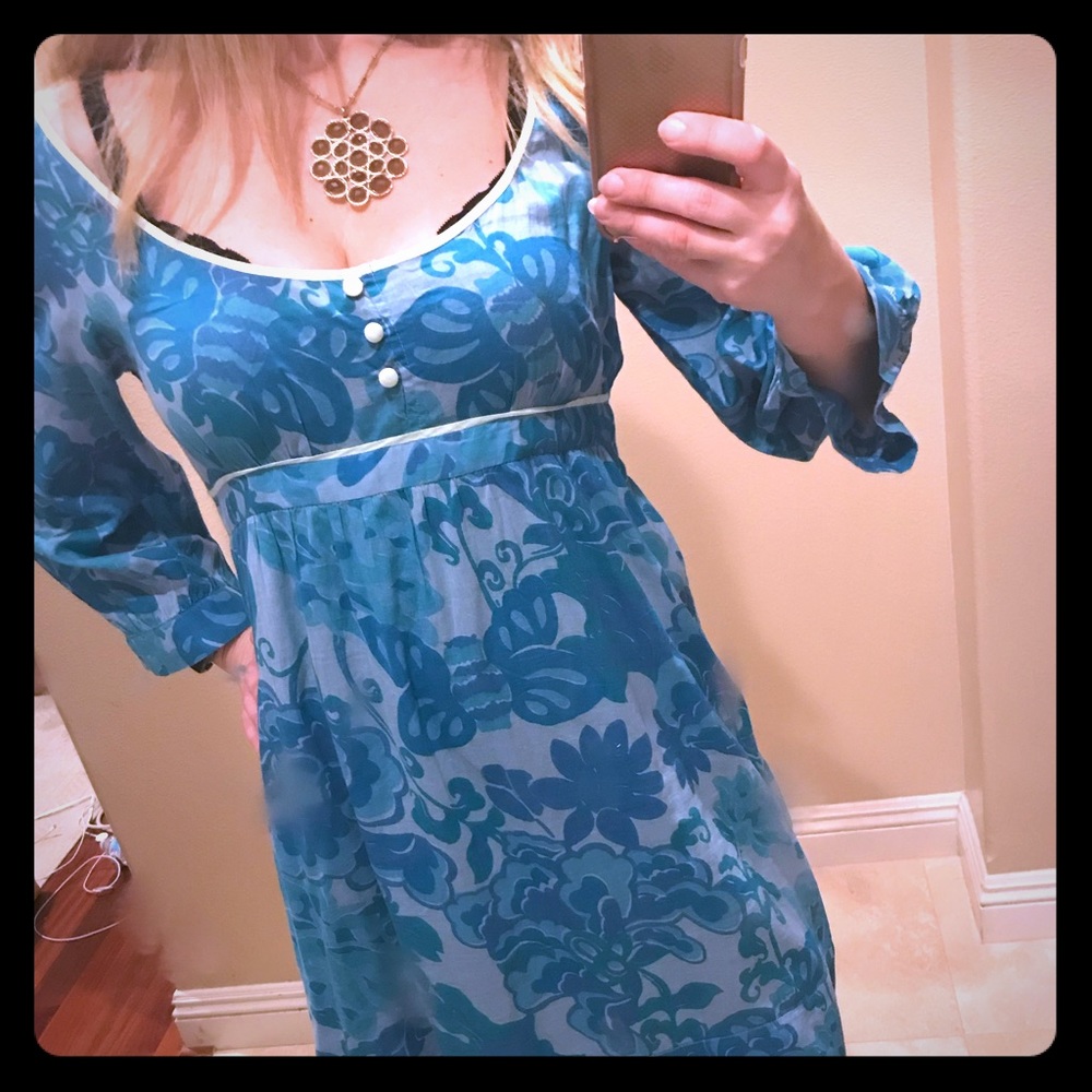 Anthropologie cotton empire waist dress Small