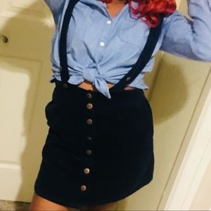 Overall , corduroy skirt