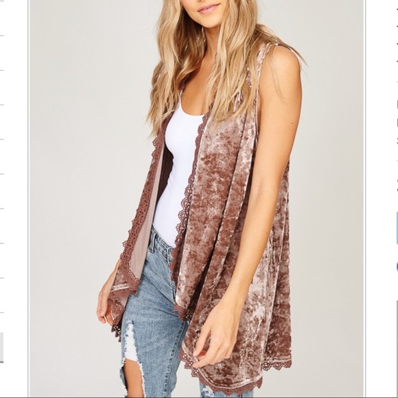 Lace Trimmed Velvet Vest - Picture 2 of 7