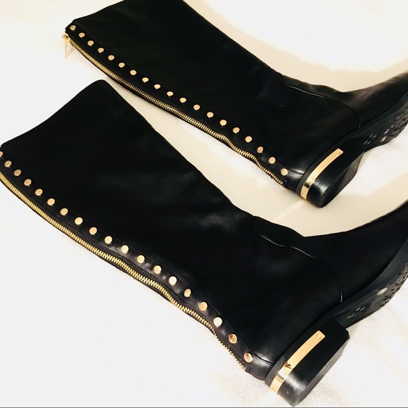 Vince Camuto Shoes - Vince Camuto Luxurious Black Leather Studded Boots