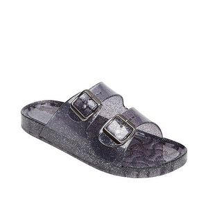 Black Glitter Slides