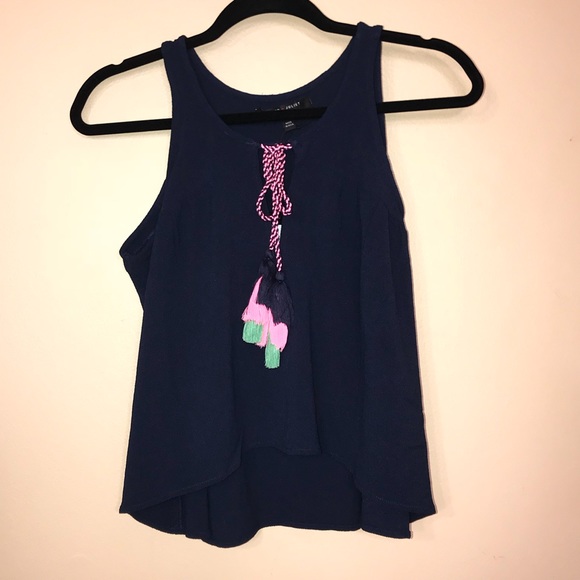 Romeo & Juliet Couture Tassled Split Neck Tank - Picture 3 of 8