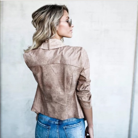 🔥SALE Khaki Faux Suede Waterfall Jacket - Picture 2 of 7