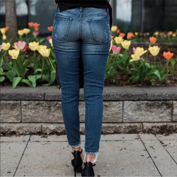Foxy #1 Seller Frayed Hem Moto Skinny Jeans - Picture 5 of 7