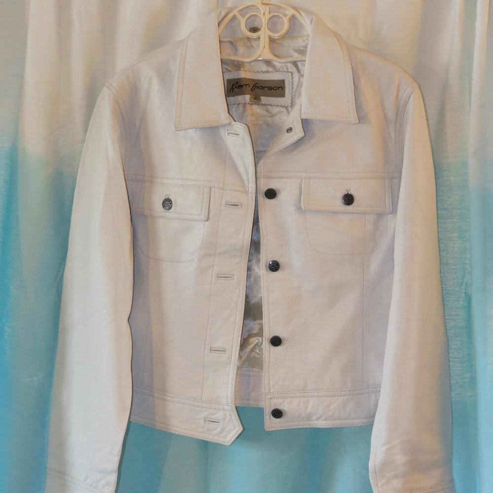 white leather jacket