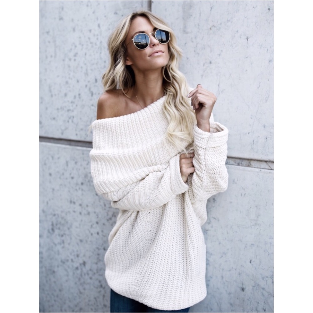 🆕LAST ONE Carrie Fold Over Knit Sweater Cream - Picture 4 of 8