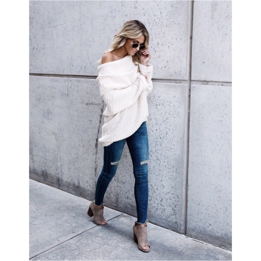🆕LAST ONE Carrie Fold Over Knit Sweater Cream - Picture 5 of 8