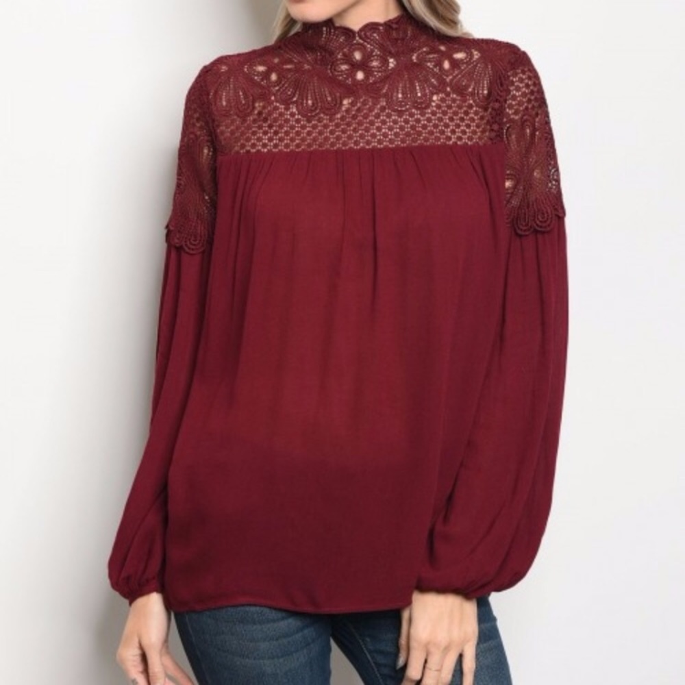 Maroon Baby Doll Swing Lace Tunic