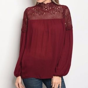 Maroon Baby Doll Swing Lace Tunic