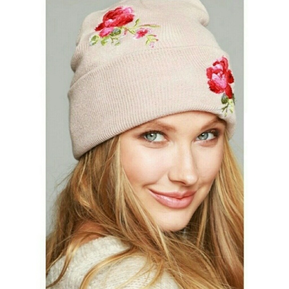 ❄HP❕ Dusty Pink 🌹 embroidered Knit Beanie hat - Picture 5 of 6