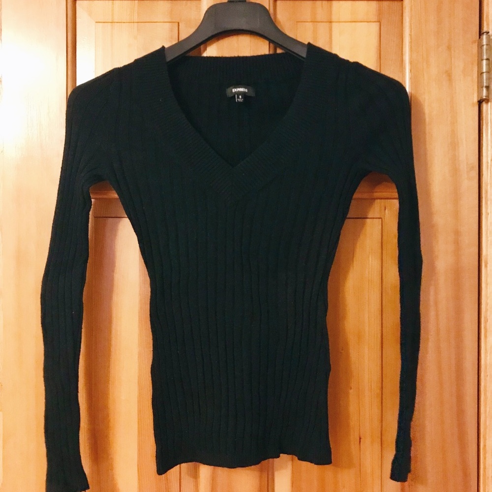 Black V-Neck Sweater Shirt