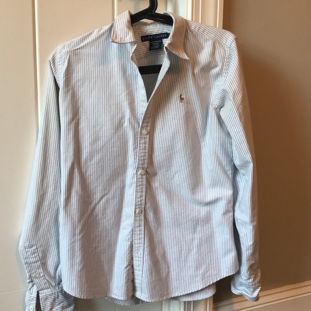 Ralph Lauren blue and white striped polo