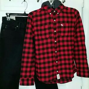 NWT Buffalo check flannel button down with hood