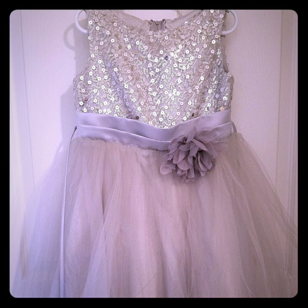 Silver party dress girl size 7-8
