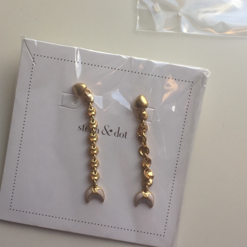 Stella & Dot Drop Gold, Half-Moon Trevally Earrings