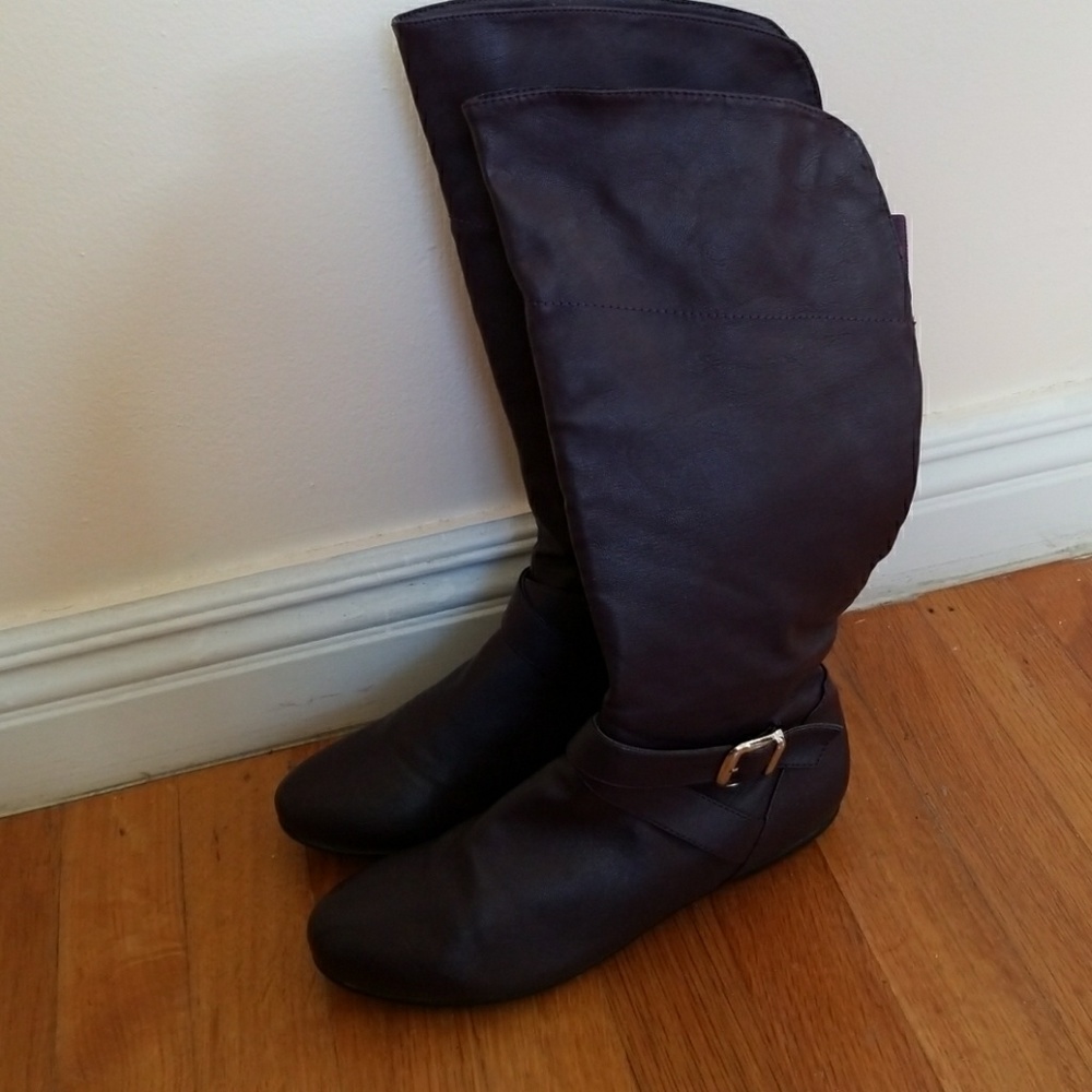 Women Purple Half Zip Up Boots