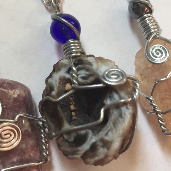 💞Wire Wrapped Geode Necklace💞 - Picture 1 of 5