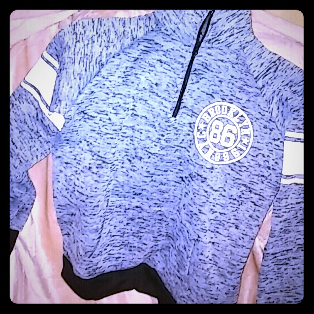 Brand New Half Zip Blue Marled Sweater/ Jacket