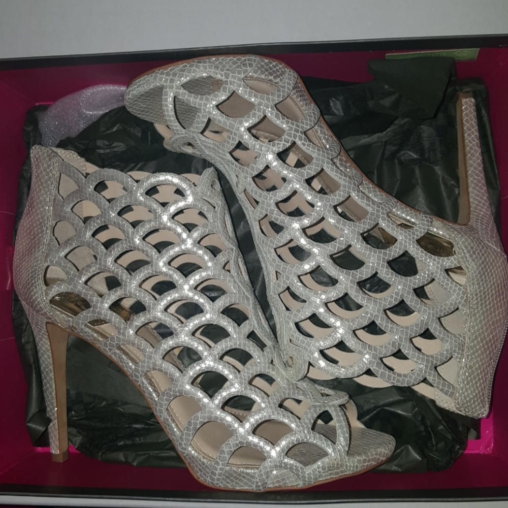 Taupe Peep Toe Bootie