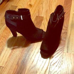Peep toe heel booties (Suade)