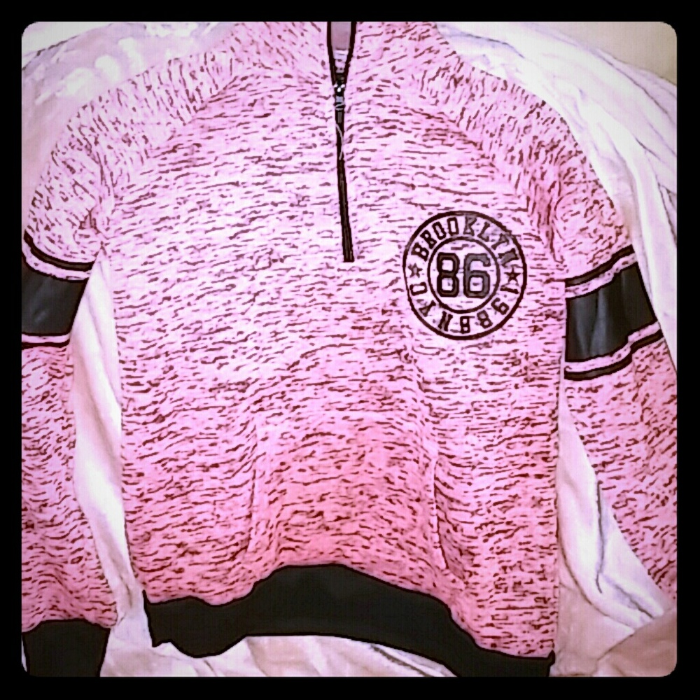 Brand New Half Zip Sweater/Jacket Marled Pink