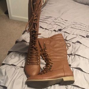 Brown lace up boots