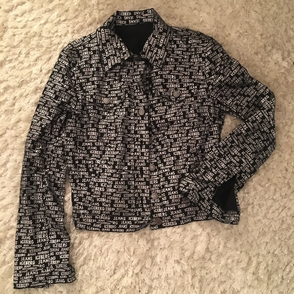⛄️ ICEBERG Repeat Logo Black and White Jacket