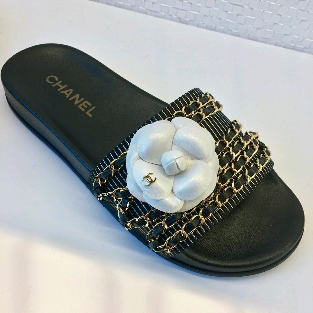 Chanel Camellia Chain Slides EU 40