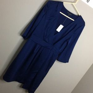 NWT Silky Navy Crossover Dress