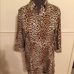 Chicos Extra Long Leopard Print Blouse