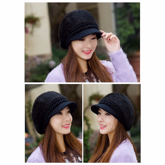 Women Girls Winter Warm Fluffy Wool Knit Hat - Picture 5 of 7