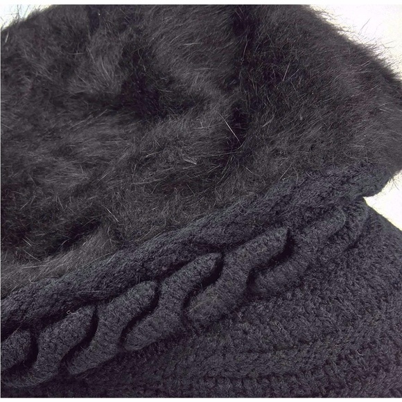 Women Girls Winter Warm Fluffy Wool Knit Hat - Picture 4 of 7