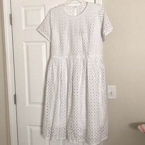 Lane Bryant White Eyelet dress with cinched waist