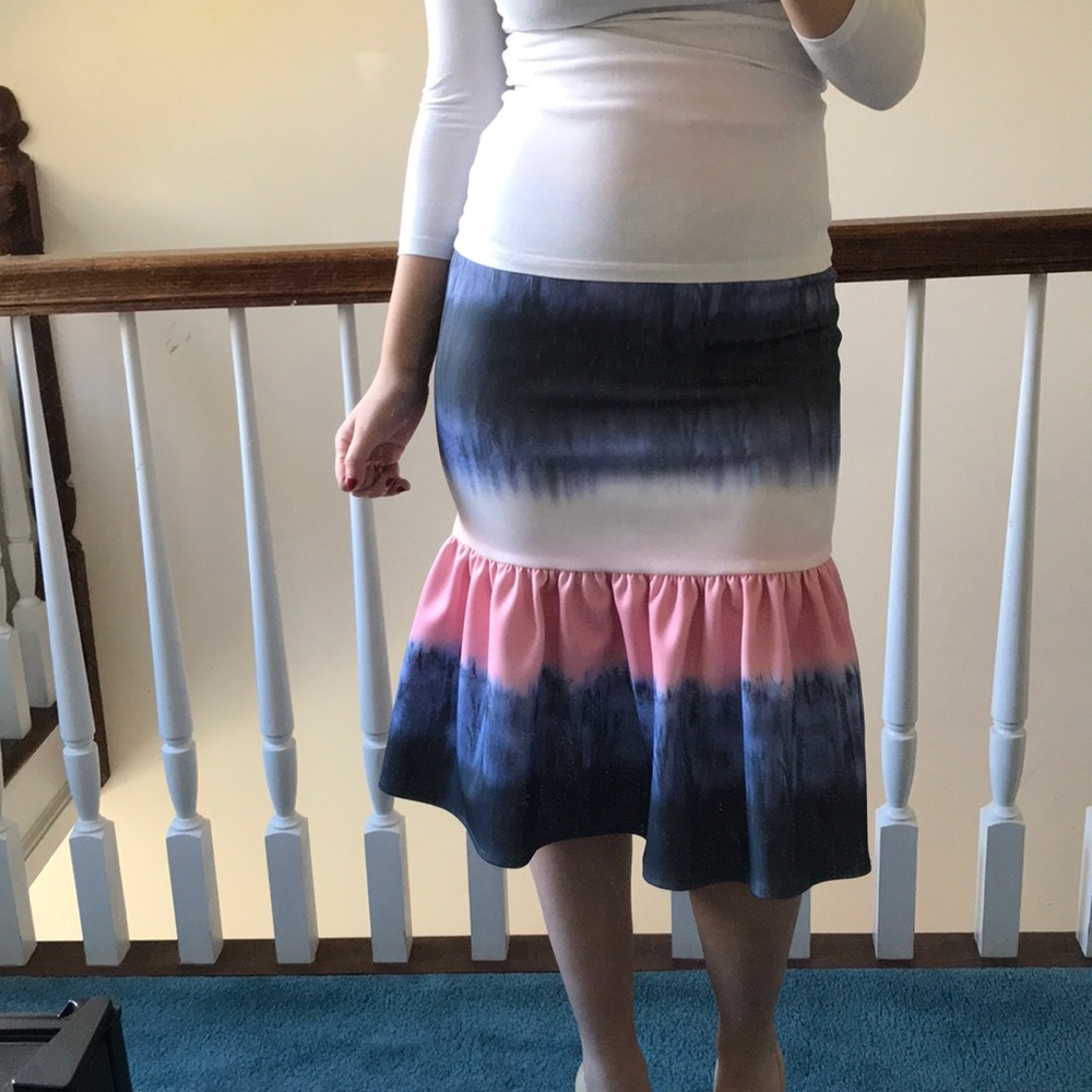 ASOS watercolor ombré peplum scuba skirt