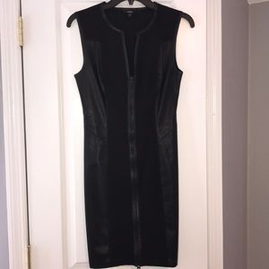 Black dress with faux leather detail