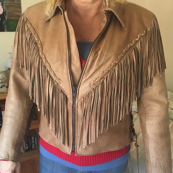 unik leather jacket with fringe