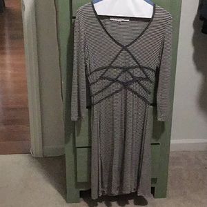 Casual, cotton, grey striped dress